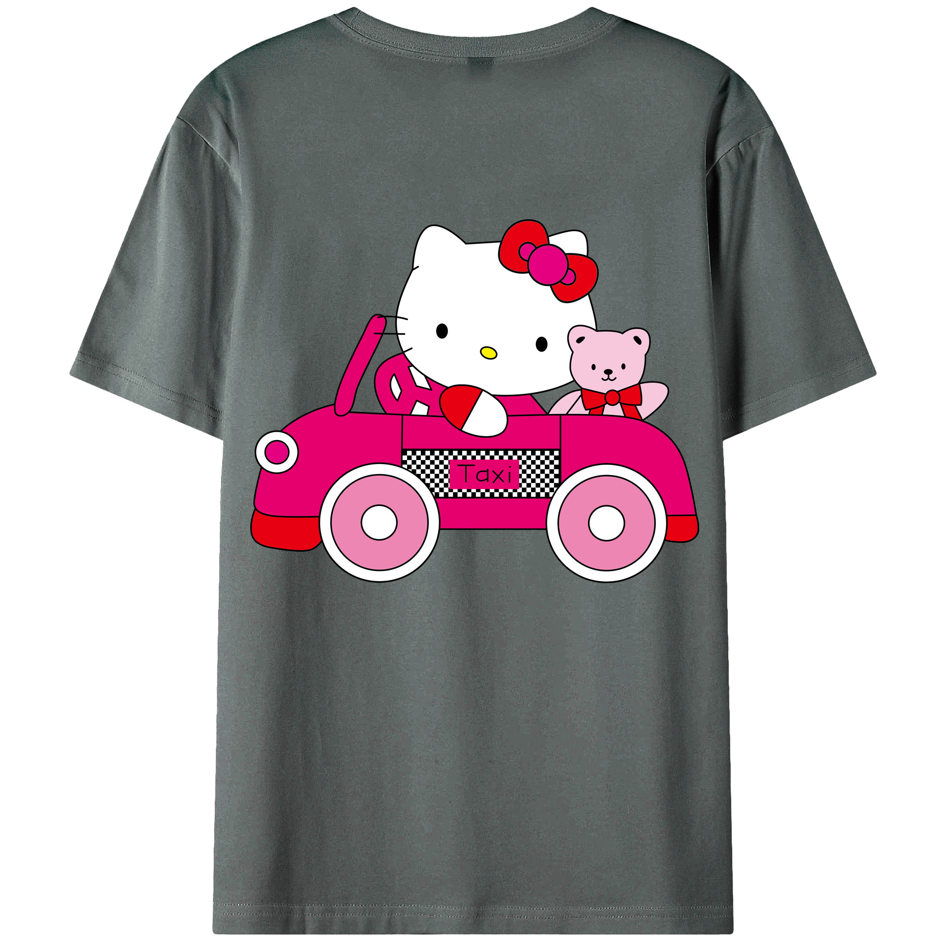 （画像用） Hello Kitty ハローキティ 綿100％ メンズ半袖Tシャツ（バックプリント） 通気性